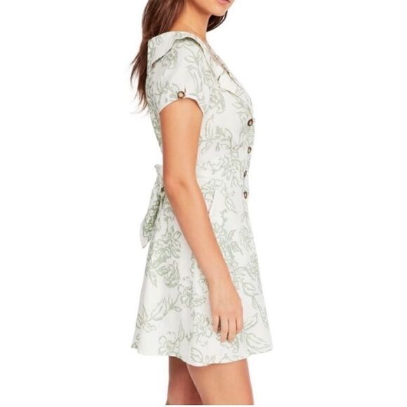 Free People A Thing Called Love Linen Blend Mini Dress | SZ 4 | Ivory Combo - Picture 3 of 11